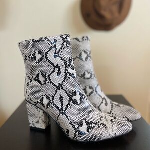 Snake print booties